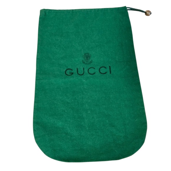 Gucci Handbags - Vintage 1970s Gucci Green Fleece Dust Bag 8x13 Drawstring Storage Pouch Italy